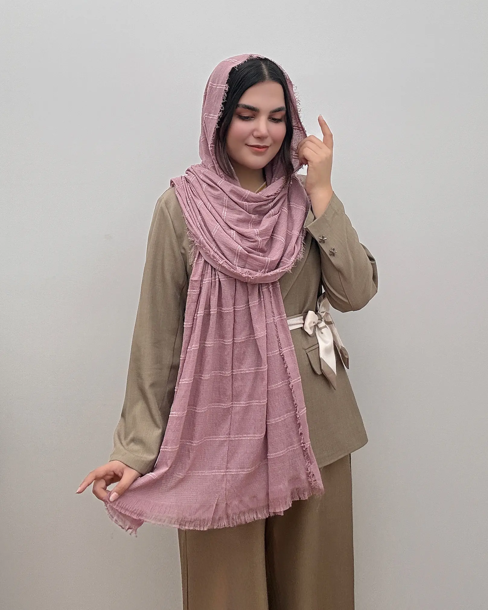 شال پفکی نخی مدل لمه